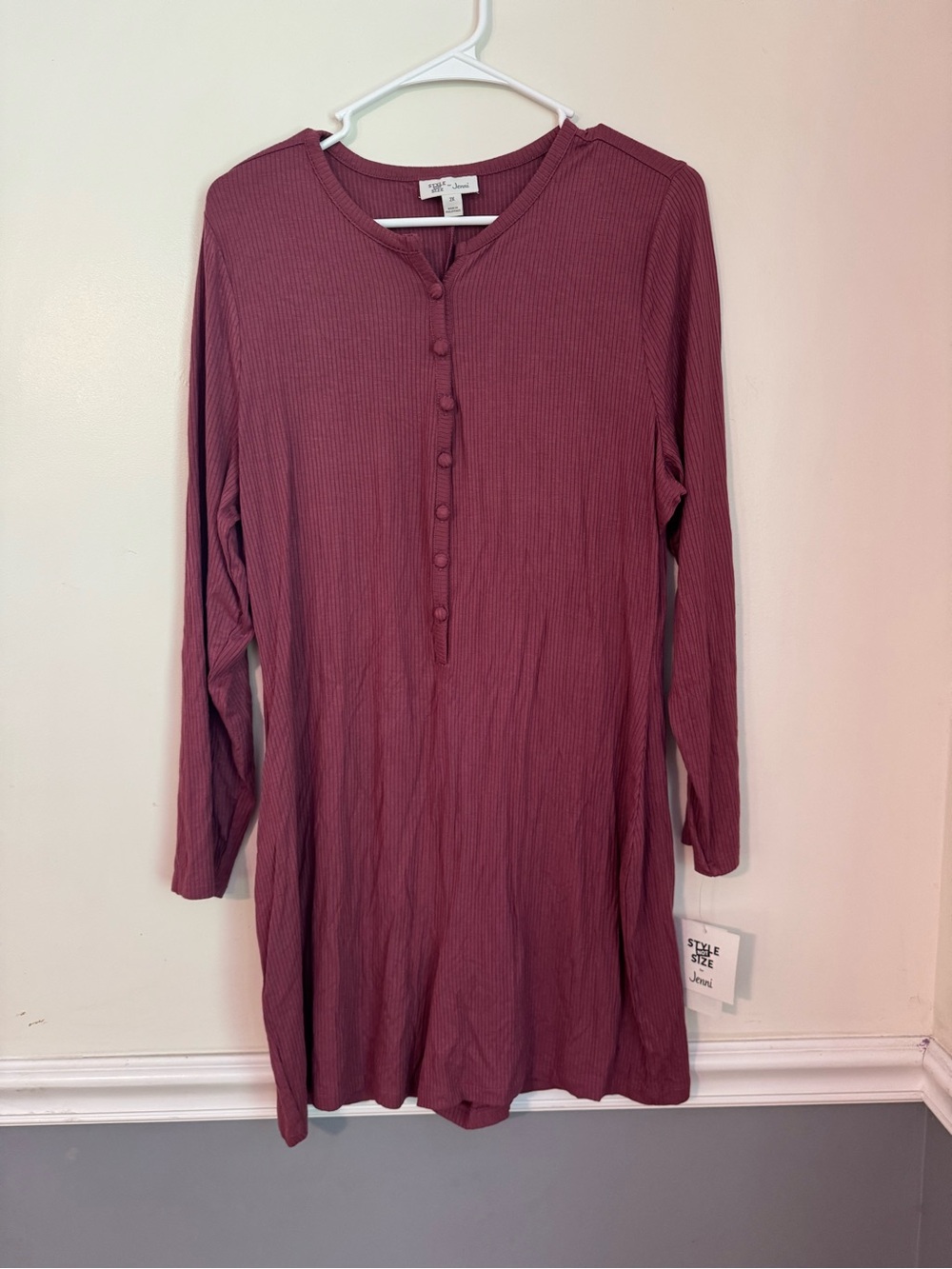Style Not Size for Jenni NWT Ribbed Henley Romper ein Mauve Rose size 2X